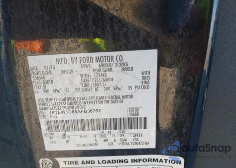 2010 Ford F-150 Xl/Xlt from USA, damaged, VIN 1FTEW1C88AFB38752